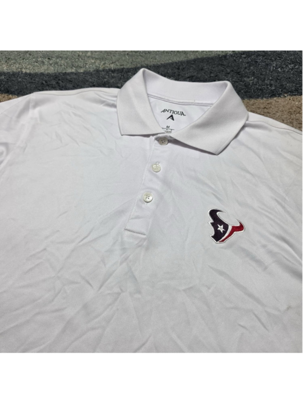 Antigua Houston Texans Polo Shirt Mens M White NFL Football Logo Golf